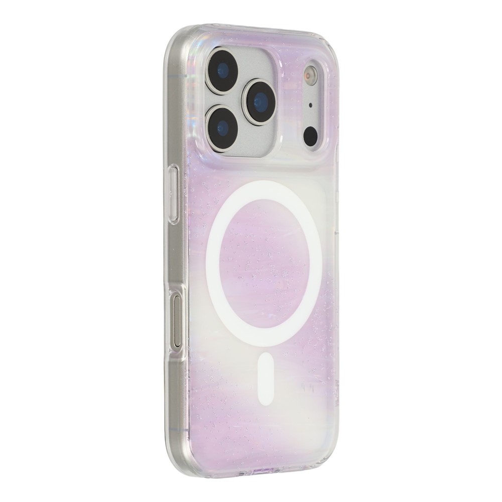 For iPhone 17 Pro Max Case Shimmering Starry Stripe Pattern TPU + PC Phone Cover Compatible with MagSafe - Purple