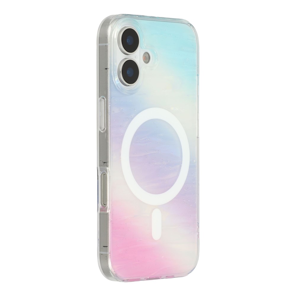 For iPhone 17 Case Shimmering Starry Stripe Pattern TPU + PC Phone Cover Compatible with MagSafe - Multi-color
