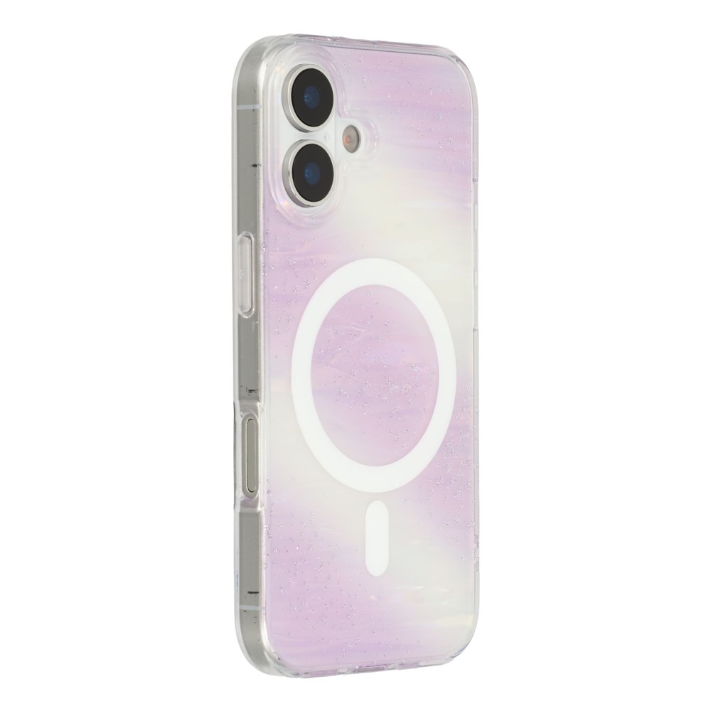 For iPhone 17 Case Shimmering Starry Stripe Pattern TPU + PC Phone Cover Compatible with MagSafe - Purple