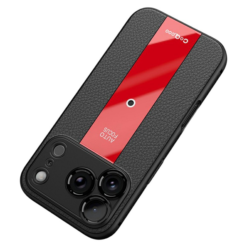 Q.COO For iPhone 17 Pro Max Case Shockproof PU + TPU + Acrylic Phone Cover - Red