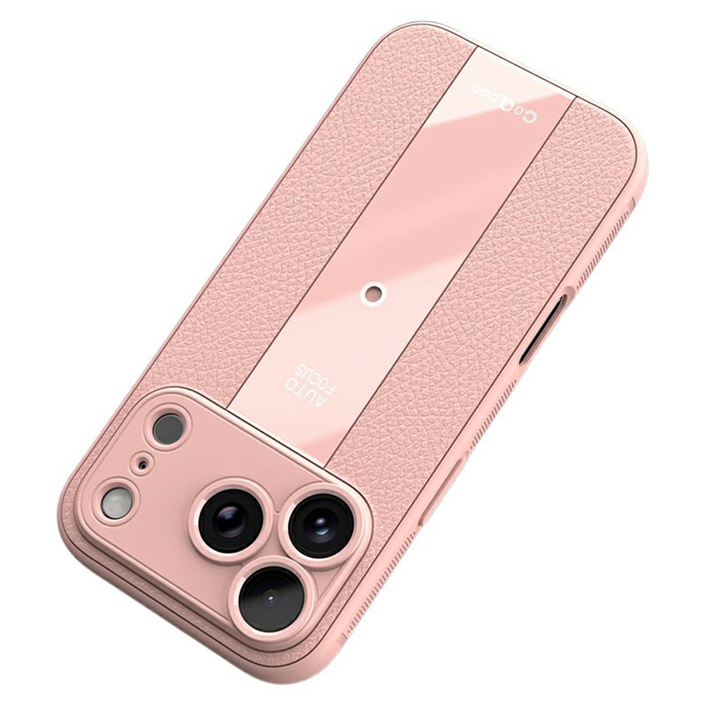 Q.COO For iPhone 17 Pro Max Case Shockproof PU + TPU + Acrylic Phone Cover - Pink