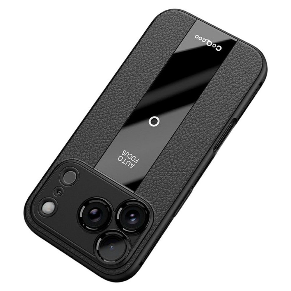 Q.COO For iPhone 17 Pro Case Shockproof PU + TPU + Acrylic Phone Cover - Black