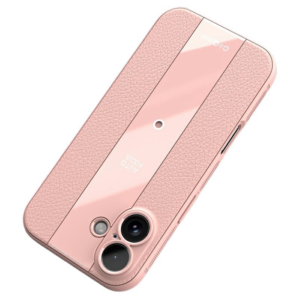 Q.COO For iPhone 17 Case Shockproof PU + TPU + Acrylic Phone Cover - Pink