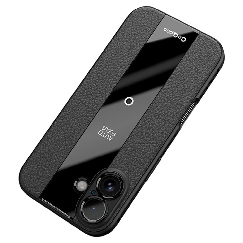 Q.COO For iPhone 17 Case Shockproof PU + TPU + Acrylic Phone Cover - Black