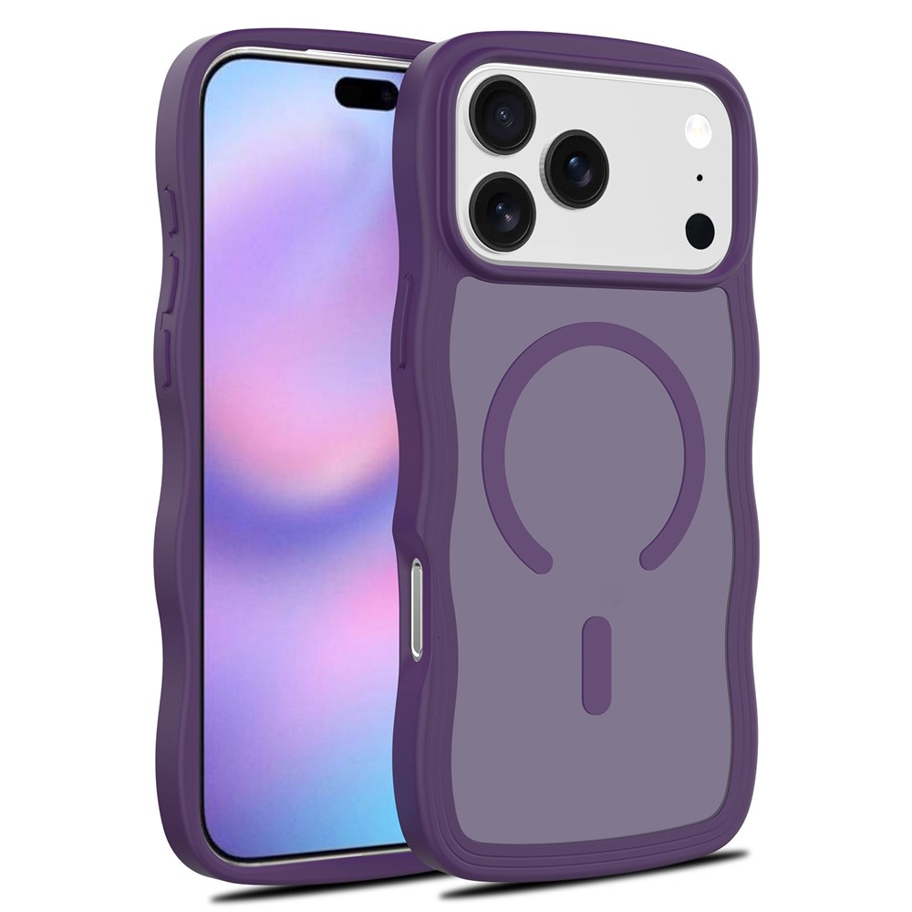 Bulk Purchasing For iPhone 17 Pro Max Case Wave Edge PC + TPU Matte Phone Cover Compatible with MagSafe - Dark Purple