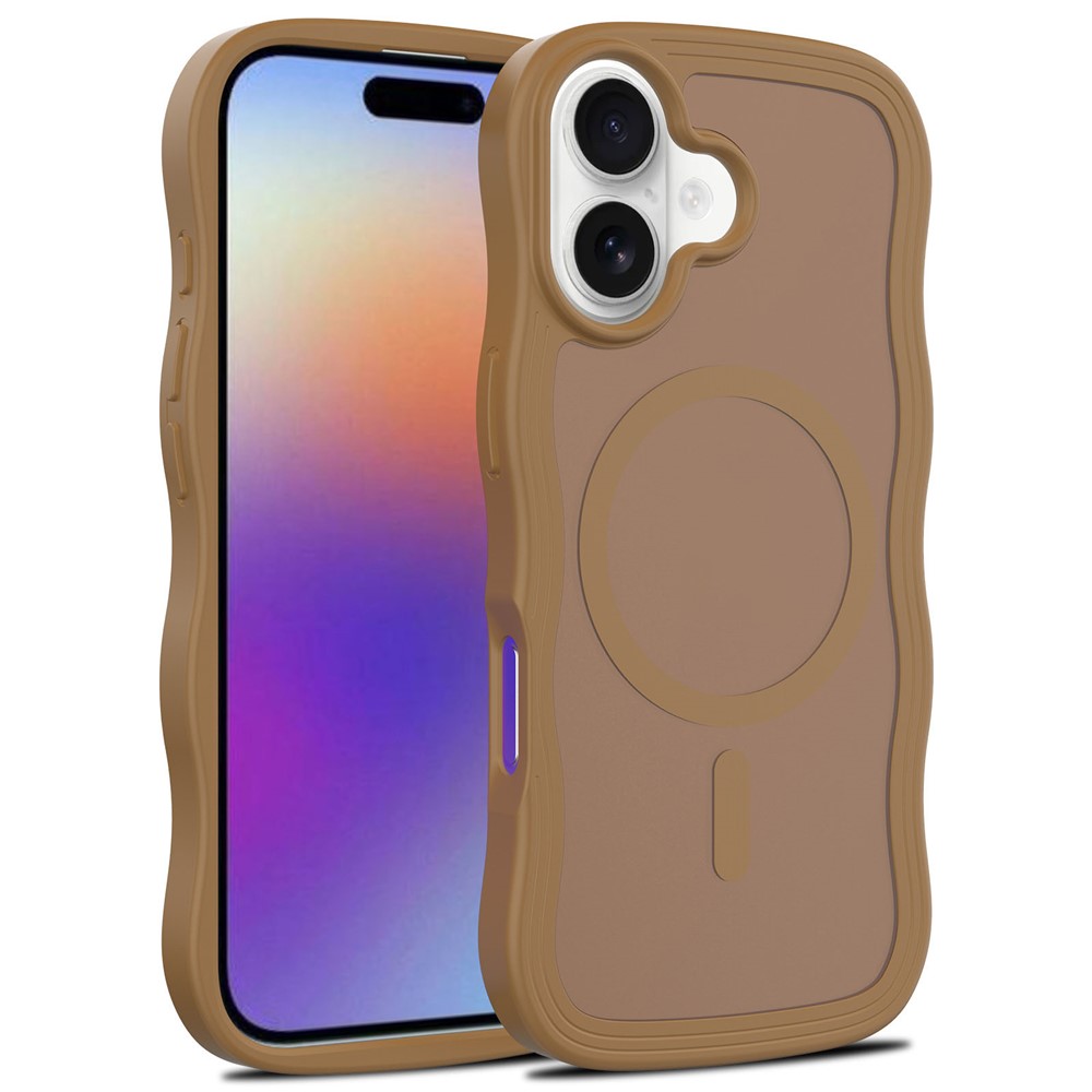 Bulk Purchasing For iPhone 16 Case Wave Edge PC + TPU Matte Phone Cover Compatible with MagSafe - Coffee