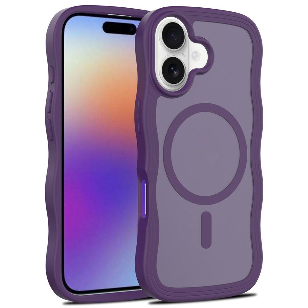 Bulk Purchasing For iPhone 16 Plus Case Wave Edge PC + TPU Matte Phone Cover Compatible with MagSafe - Dark Purple