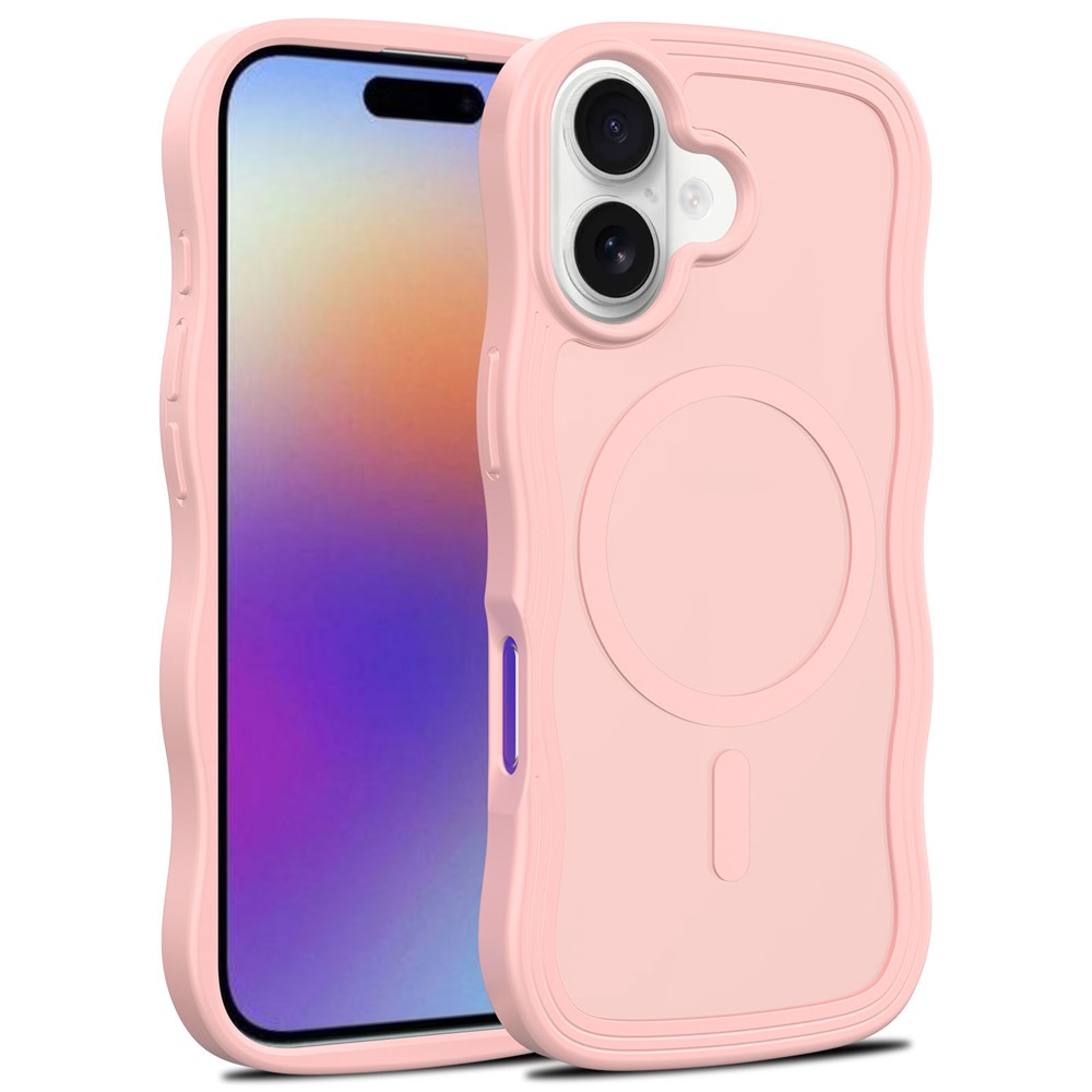 Bulk Purchasing For iPhone 16 Plus Case Wave Edge PC + TPU Matte Phone Cover Compatible with MagSafe - Light Pink