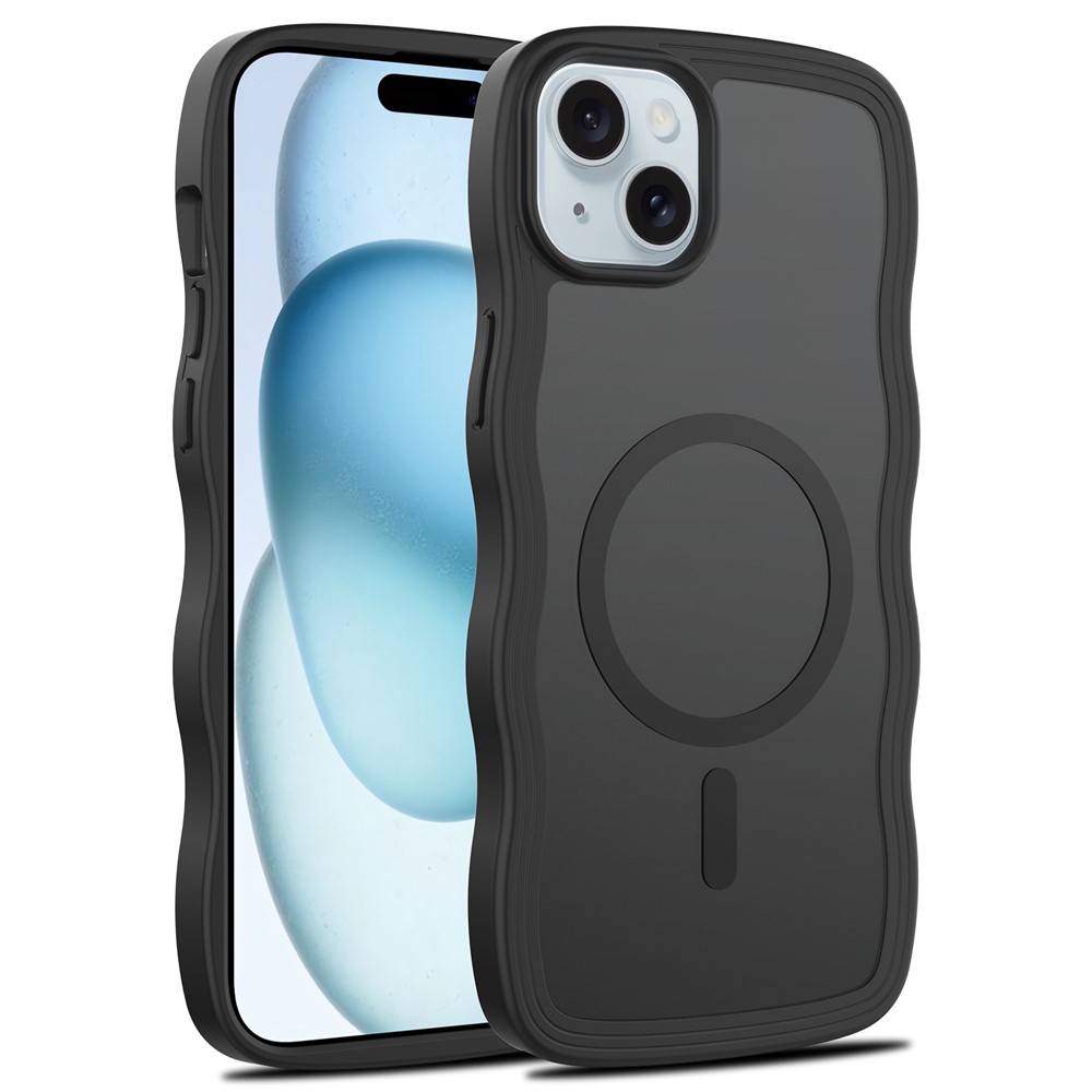 Bulk Purchasing For iPhone 15 Plus Case Wave Edge PC + TPU Matte Phone Cover Compatible with MagSafe - Black