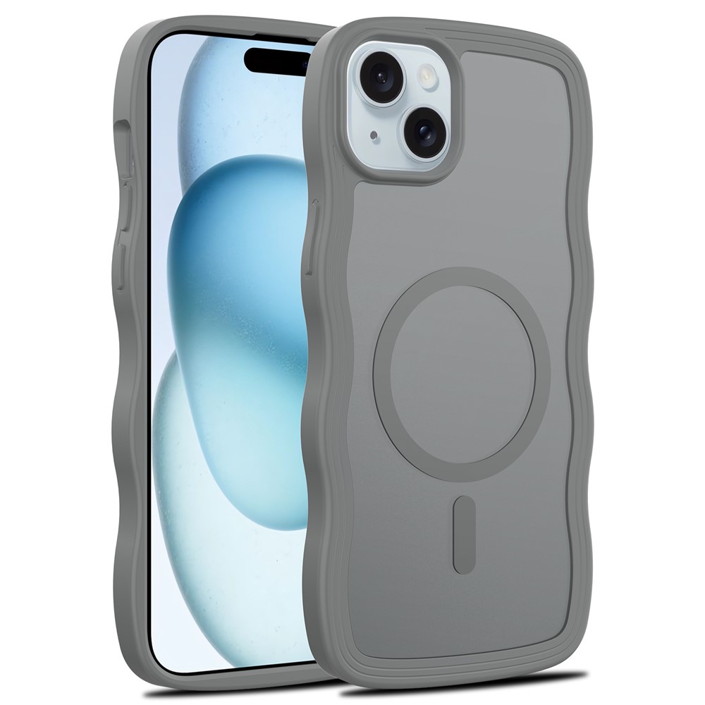 Bulk Purchasing For iPhone 15 Plus Case Wave Edge PC + TPU Matte Phone Cover Compatible with MagSafe - Dark Grey