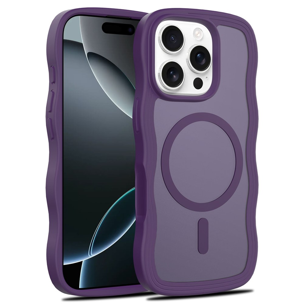 Bulk Purchasing For iPhone 16 Pro Case Wave Edge PC + TPU Matte Phone Cover Compatible with MagSafe - Dark Purple
