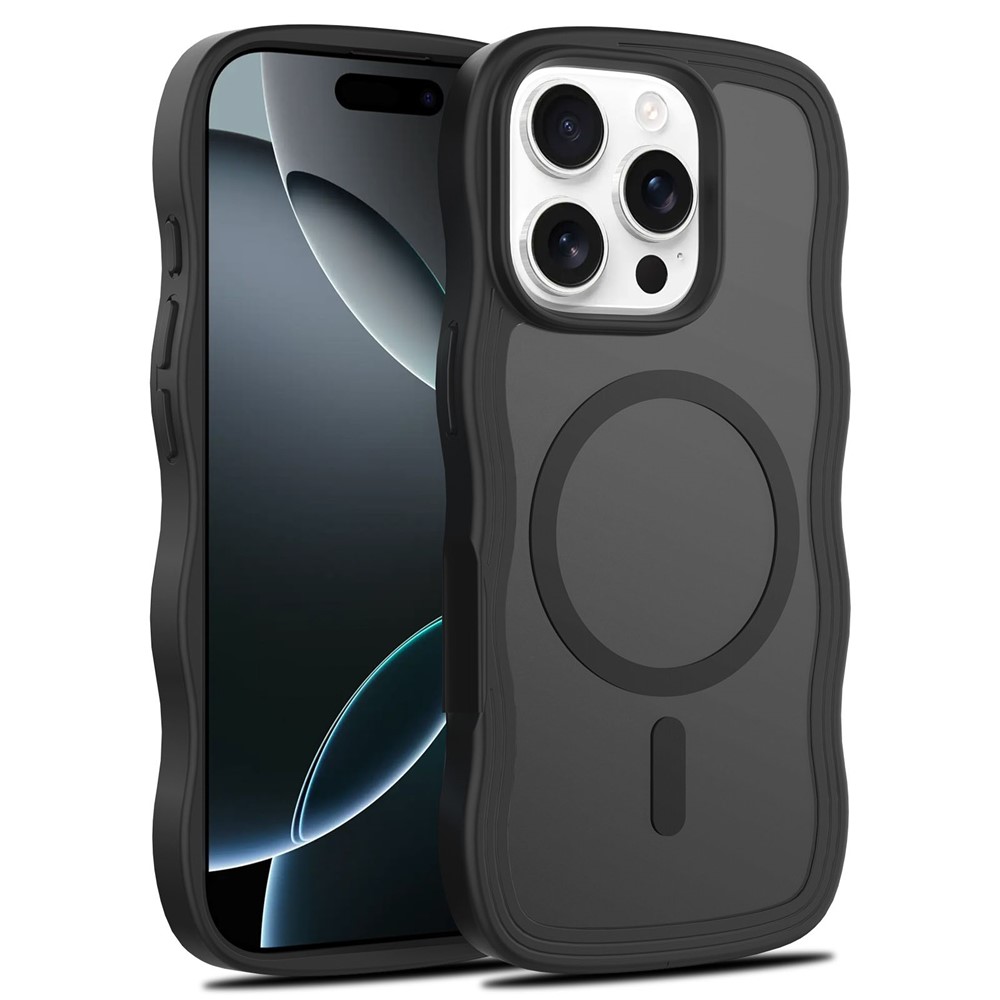 Bulk Purchasing For iPhone 16 Pro Case Wave Edge PC + TPU Matte Phone Cover Compatible with MagSafe - Black