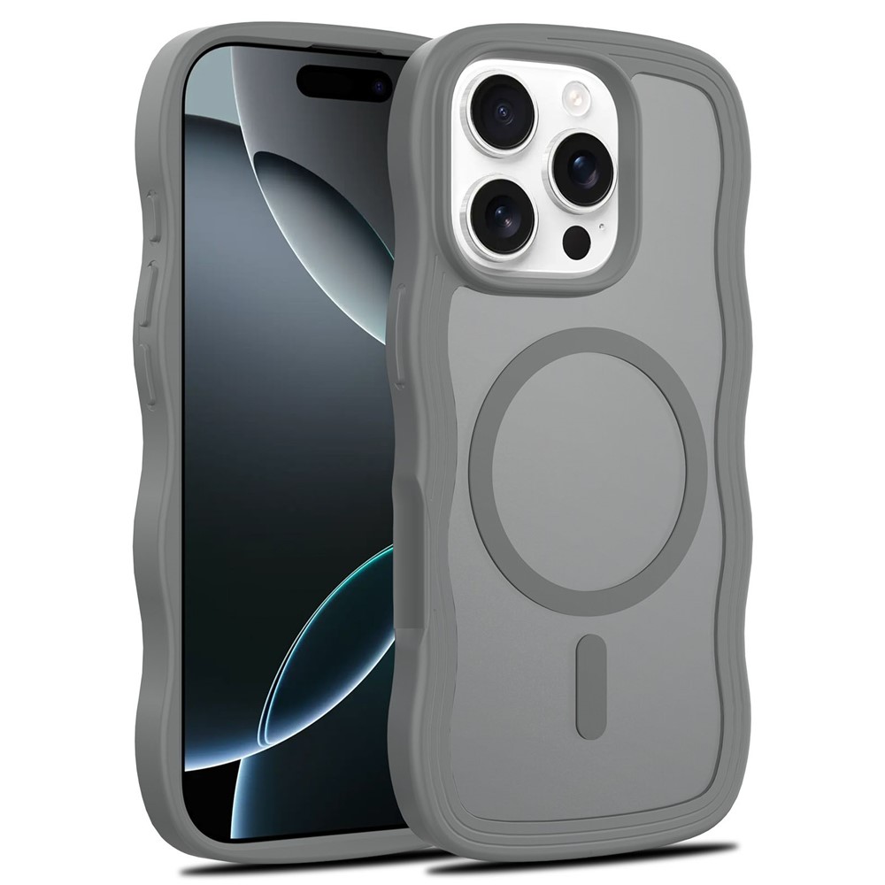 Bulk Purchasing For iPhone 16 Pro Max Case Wave Edge PC + TPU Matte Phone Cover Compatible with MagSafe - Dark Grey