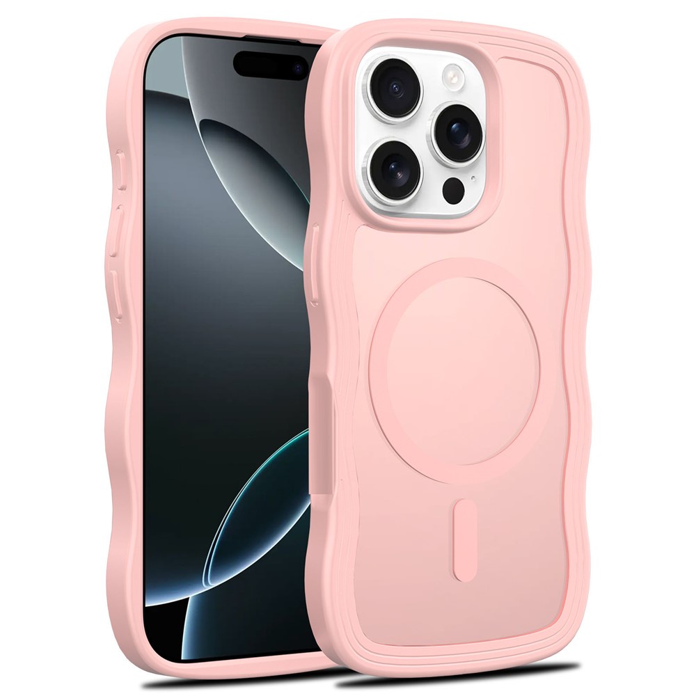 Bulk Purchasing For iPhone 15 Pro Max Case Wave Edge PC + TPU Matte Phone Cover Compatible with MagSafe - Light Pink