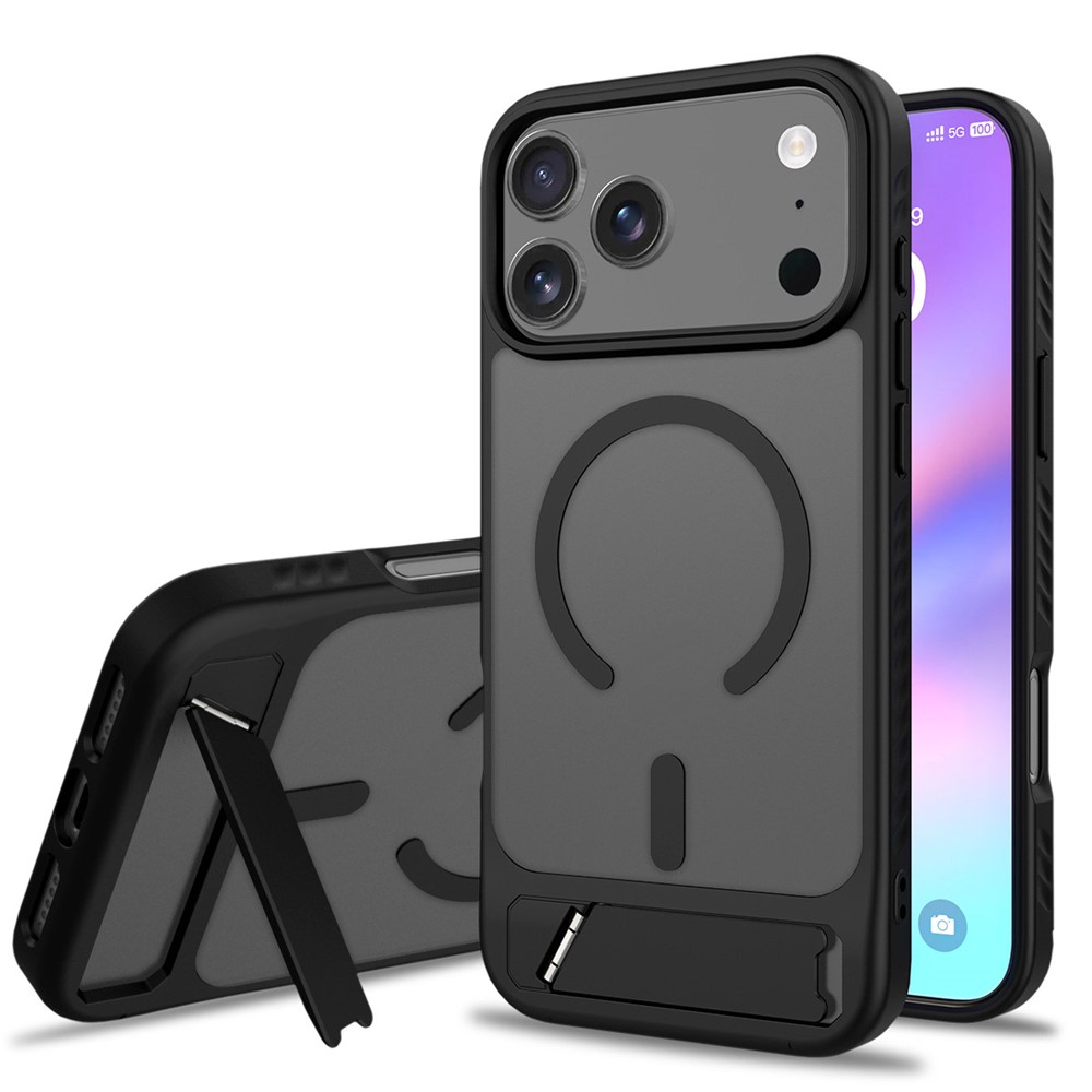 Bulk Purchasing for iPhone 17 Pro Max Case Compatible with MagSafe Skin Feel PC + TPU Kickstand Phone Cover - Black