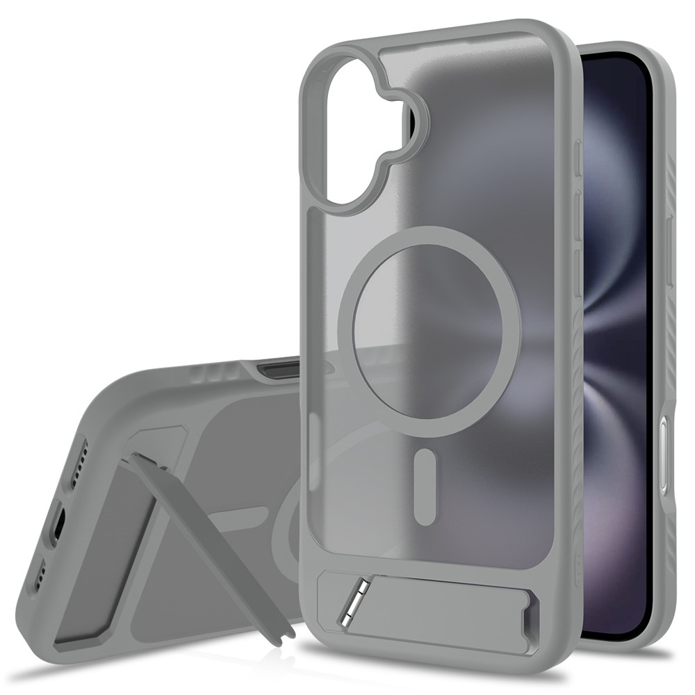 Bulk Purchasing for iPhone 17 Case Compatible with MagSafe Skin Feel PC + TPU Kickstand Phone Cover - Dark Grey