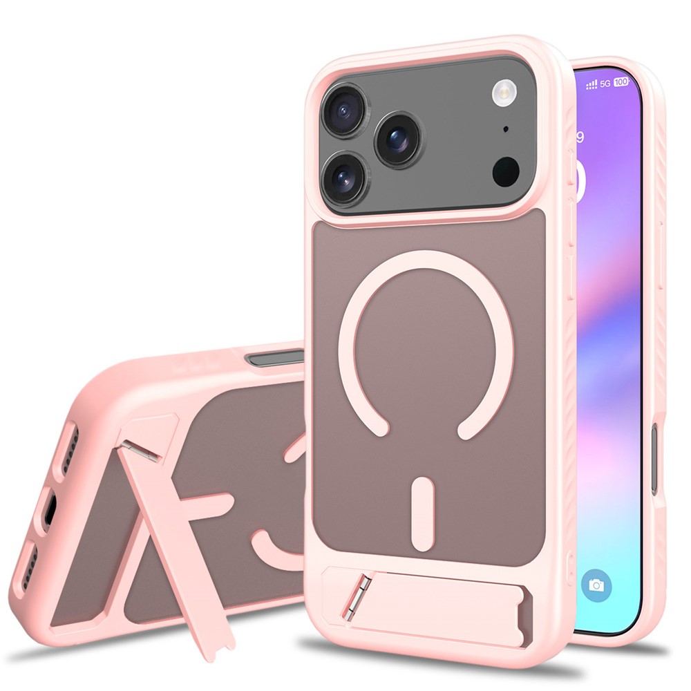 Bulk Purchasing for iPhone 17 Pro Case Compatible with MagSafe Skin Feel PC + TPU Kickstand Phone Cover - Light Pink