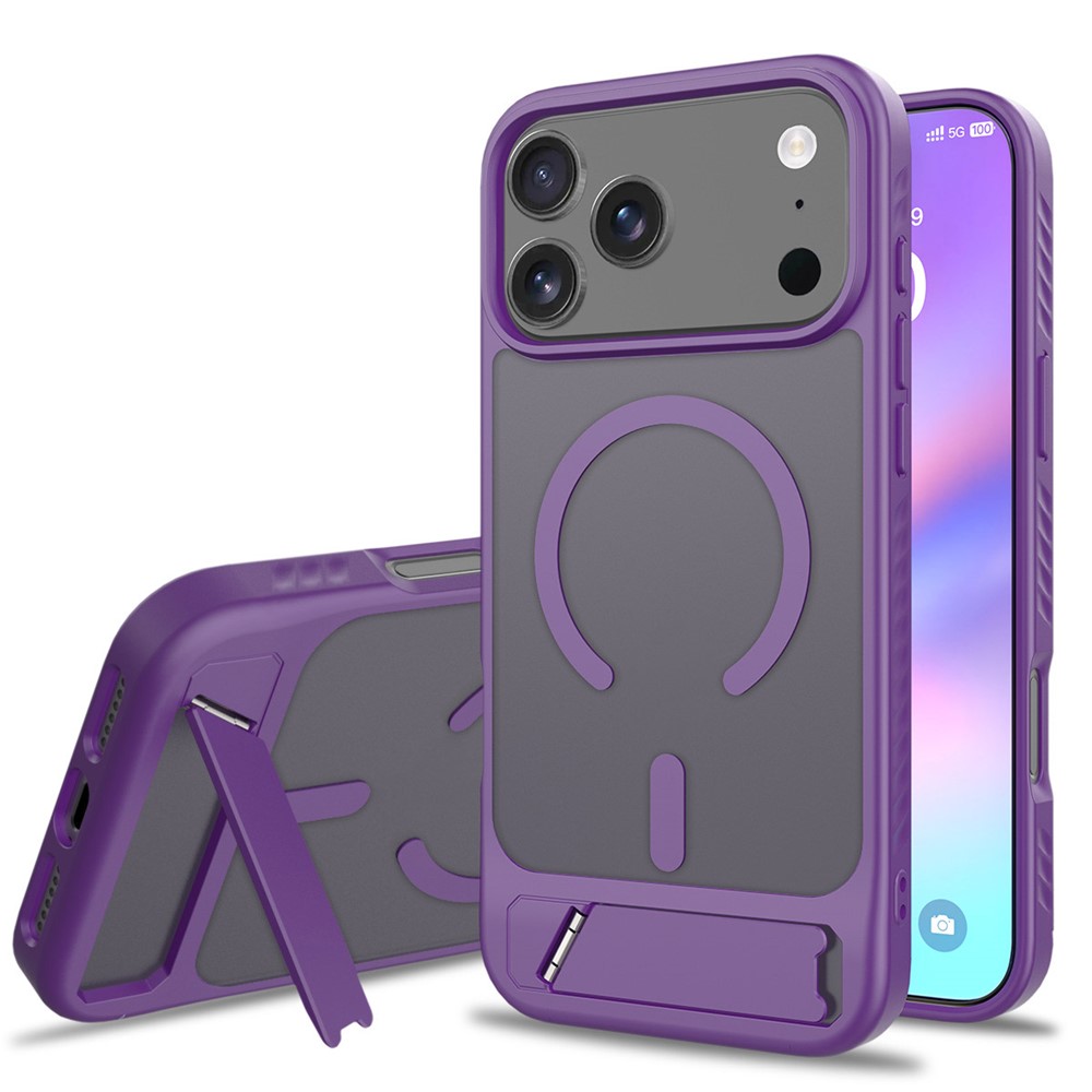 Bulk Purchasing for iPhone 17 Pro Case Compatible with MagSafe Skin Feel PC + TPU Kickstand Phone Cover - Dark Purple