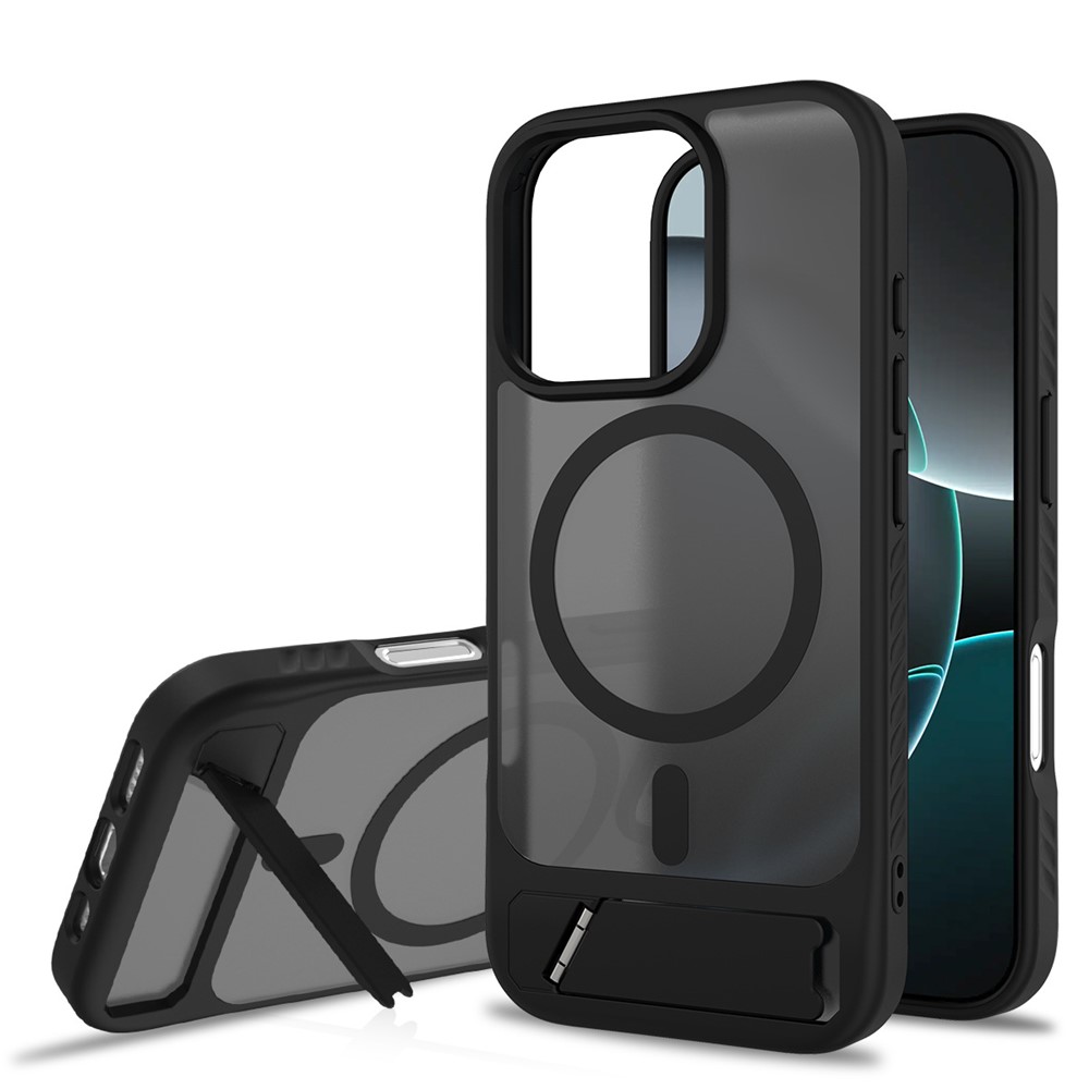 Bulk Purchasing for iPhone 16 Pro Max Case Compatible with MagSafe Skin Feel PC + TPU Kickstand Phone Cover - Black