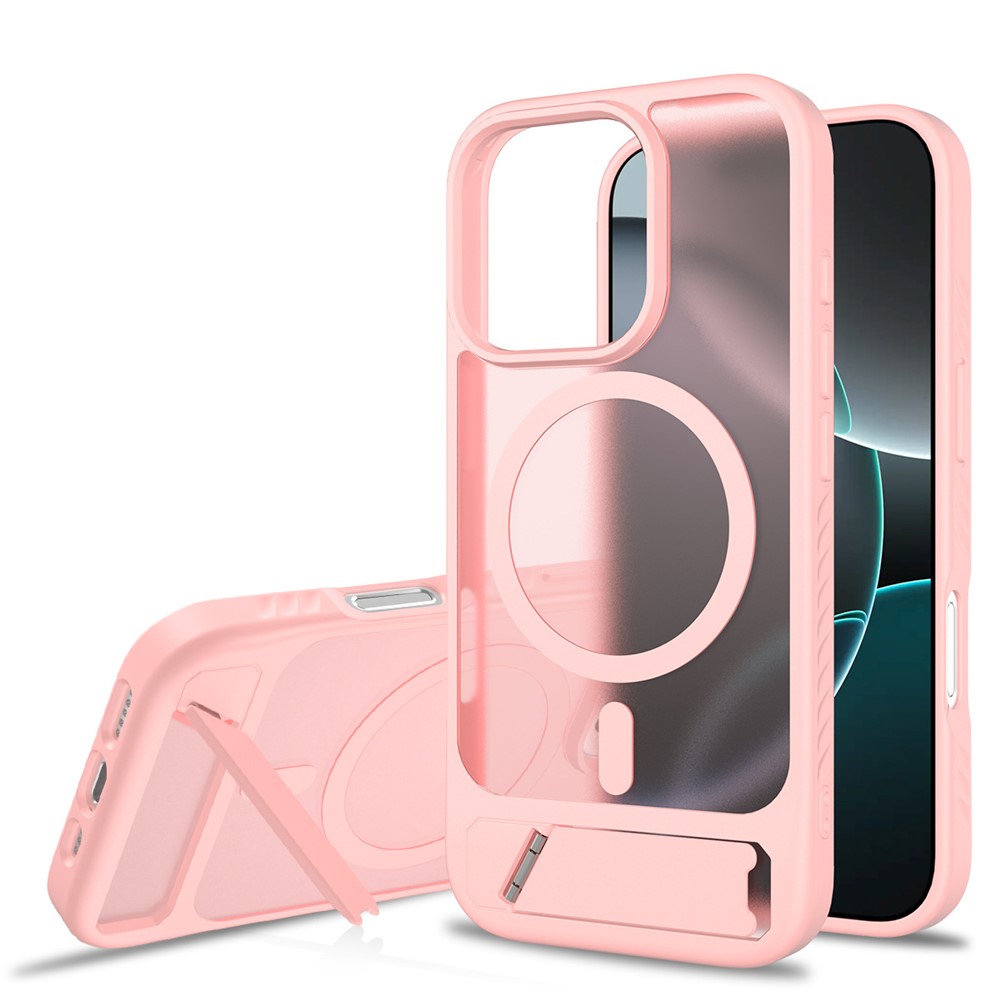 Bulk Purchasing for iPhone 16 Pro Case Compatible with MagSafe Skin Feel PC + TPU Kickstand Phone Cover - Light Pink