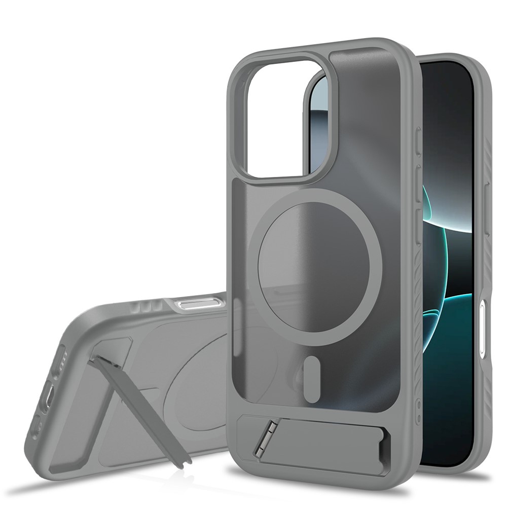 Bulk Purchasing for iPhone 16 Pro Case Compatible with MagSafe Skin Feel PC + TPU Kickstand Phone Cover - Dark Grey