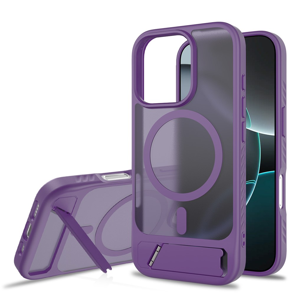 Bulk Purchasing for iPhone 16 Pro Case Compatible with MagSafe Skin Feel PC + TPU Kickstand Phone Cover - Dark Purple