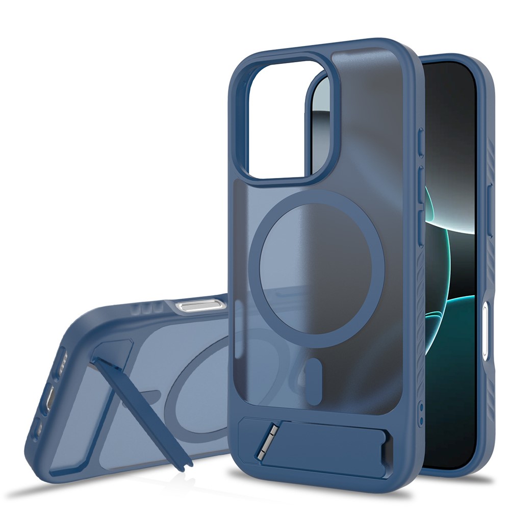 Bulk Purchasing for iPhone 16 Pro Case Compatible with MagSafe Skin Feel PC + TPU Kickstand Phone Cover - Sapphire