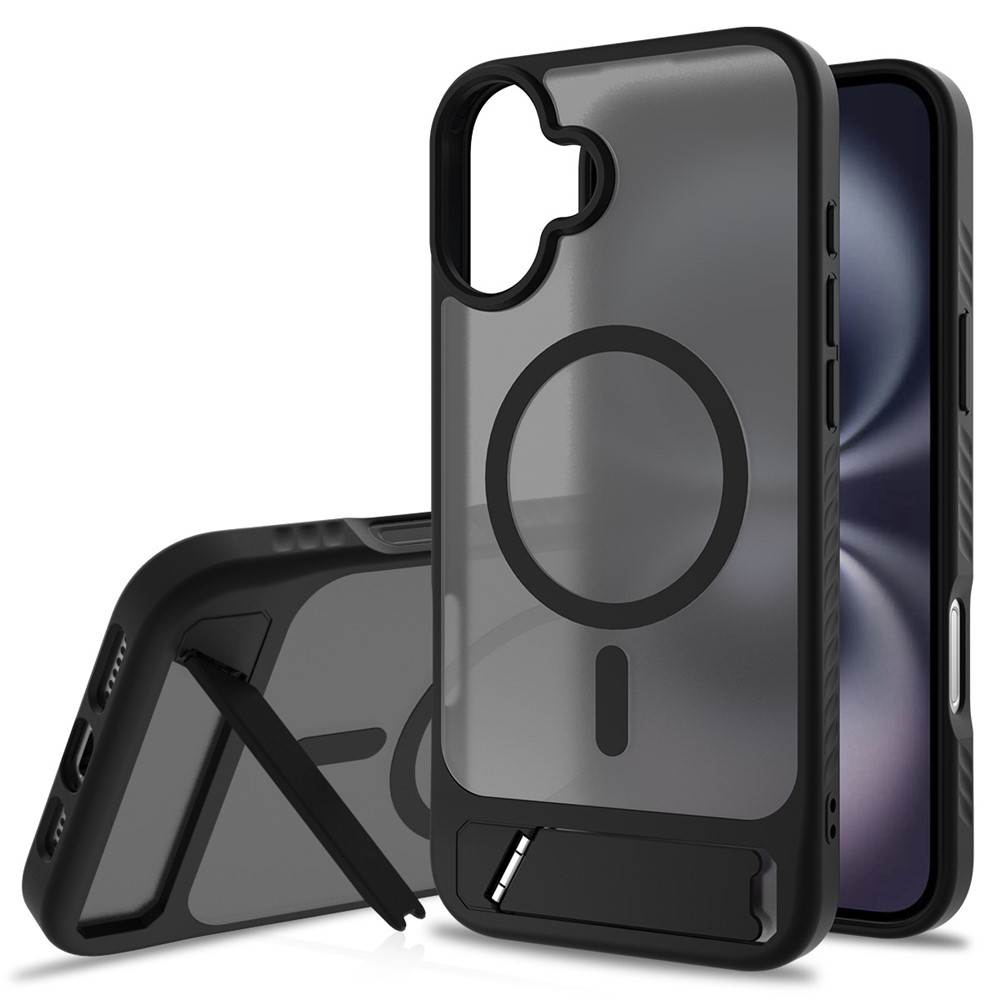 Bulk Purchasing for iPhone 16 Plus Case Compatible with MagSafe Skin Feel PC + TPU Kickstand Phone Cover - Black