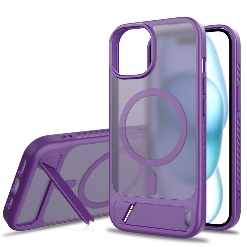 Bulk Purchasing for iPhone 15 Pro Max Case Compatible with MagSafe Skin Feel PC + TPU Kickstand Phone Cover - Dark Purple