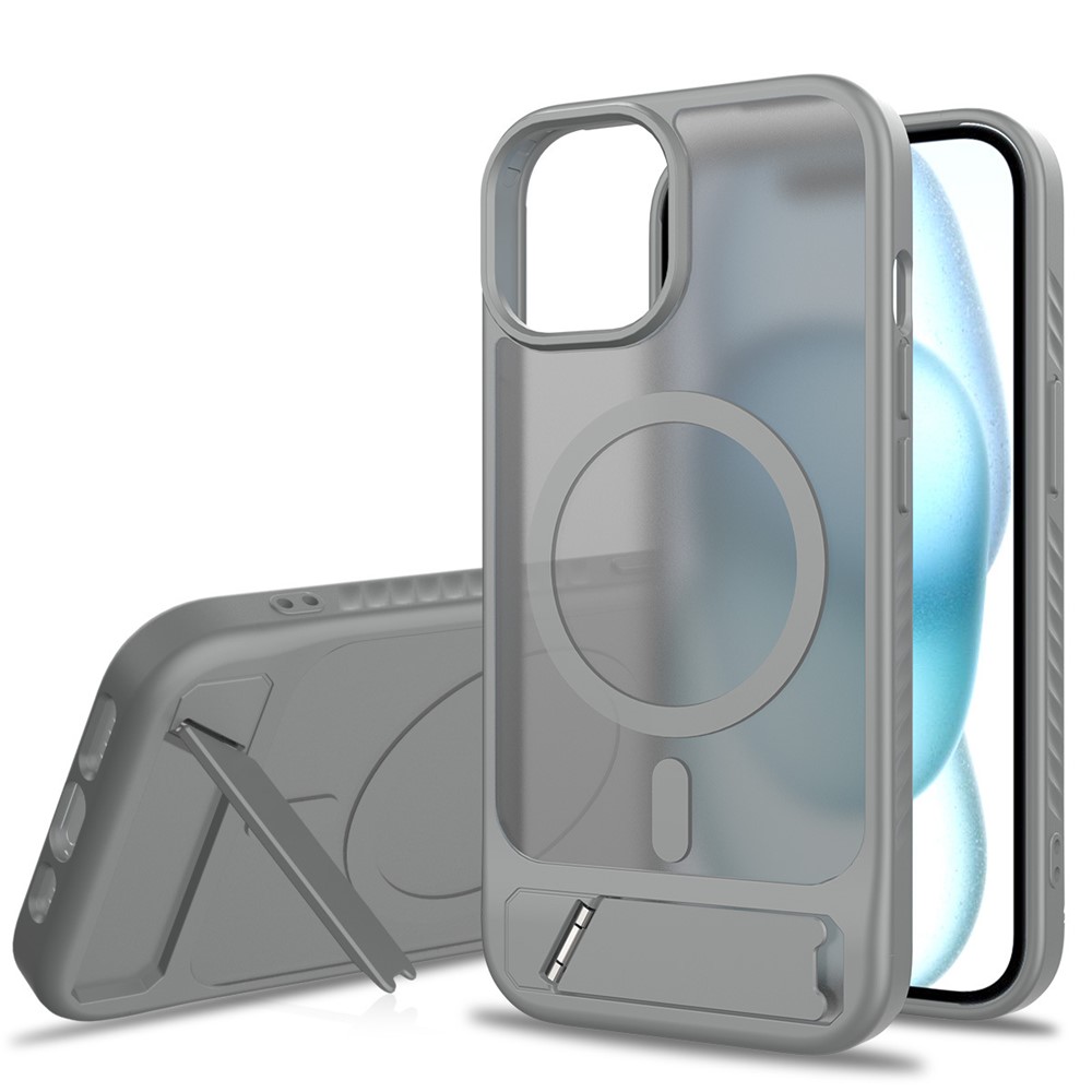 Bulk Purchasing for iPhone 15 Pro Case Compatible with MagSafe Skin Feel PC + TPU Kickstand Phone Cover - Dark Grey