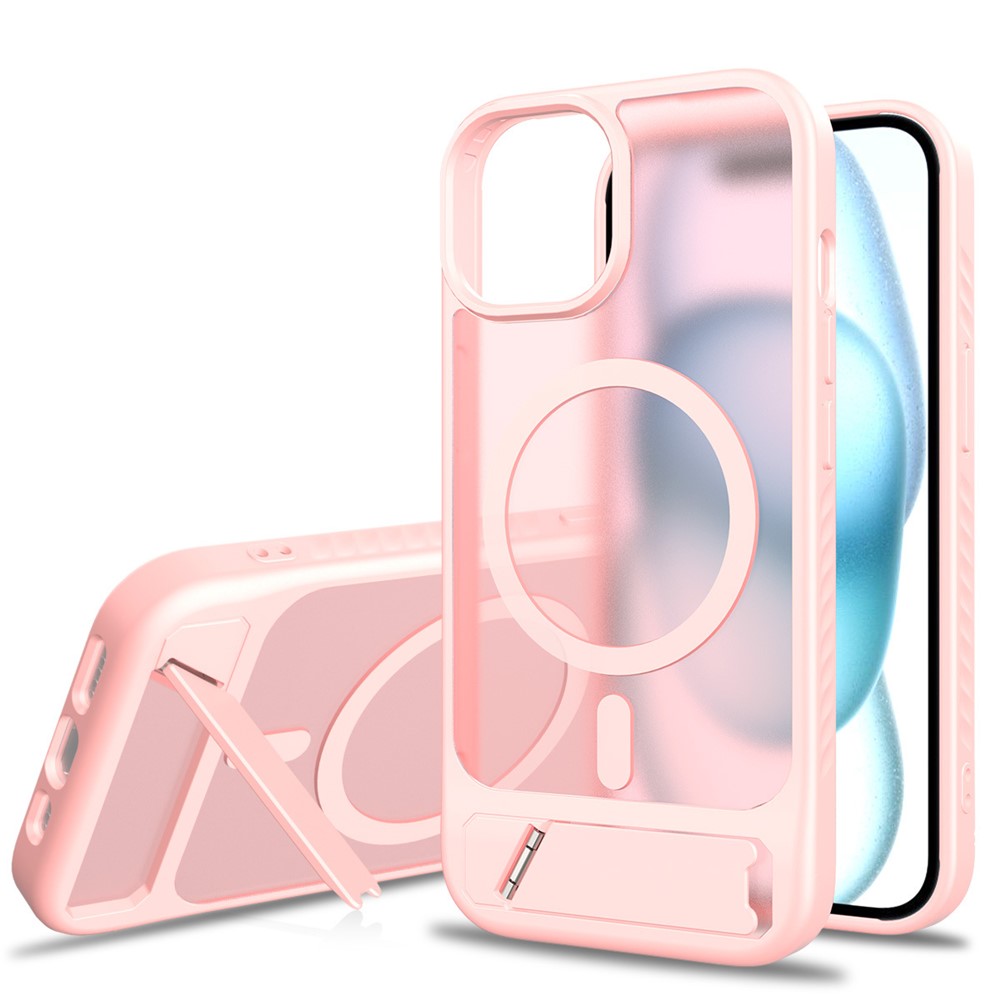 Bulk Purchasing for iPhone 15 Plus / 14 Plus Case Compatible with MagSafe Skin Feel PC + TPU Kickstand Phone Cover - Light Pink