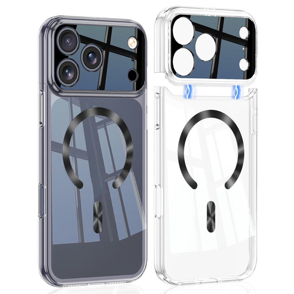 GKK For iPhone 17 Pro Clear Phone Case Compatible with MagSafe PC Cover with Magnetic Detachable Camera Cover - Transparent Black