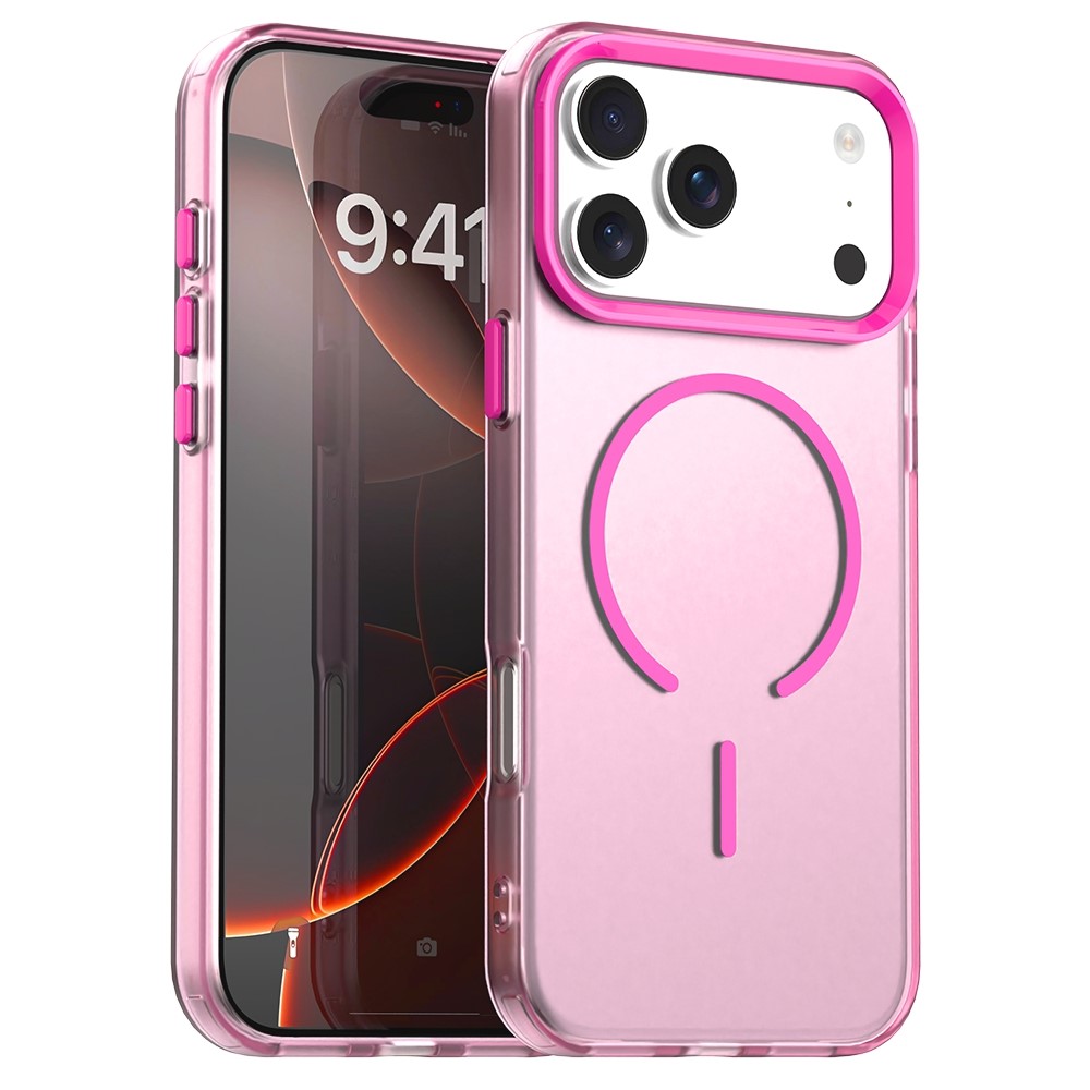 For iPhone 17 Pro C-shaped Magnetic Case Candy Color PC + TPU + PET Phone Cover - Red