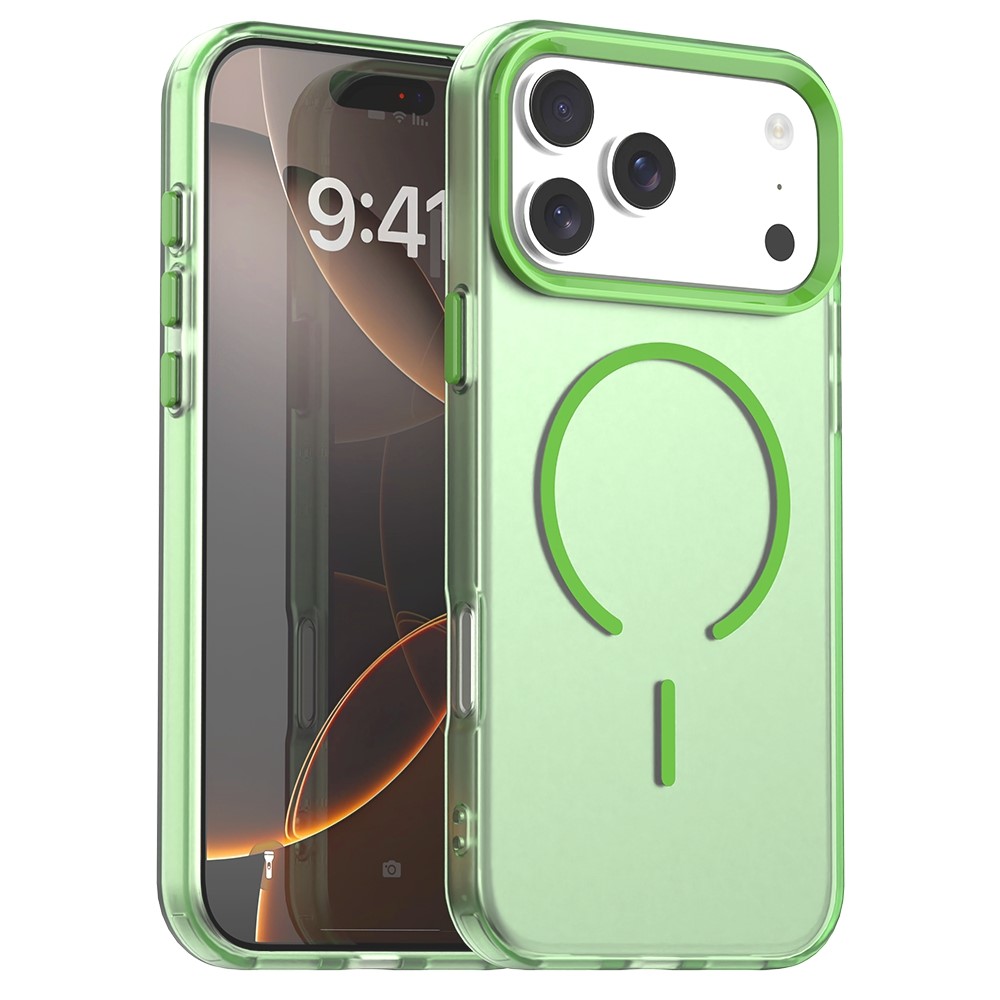 For iPhone 17 Pro Max C-shaped Magnetic Case Candy Color PC + TPU + PET Phone Cover - Green