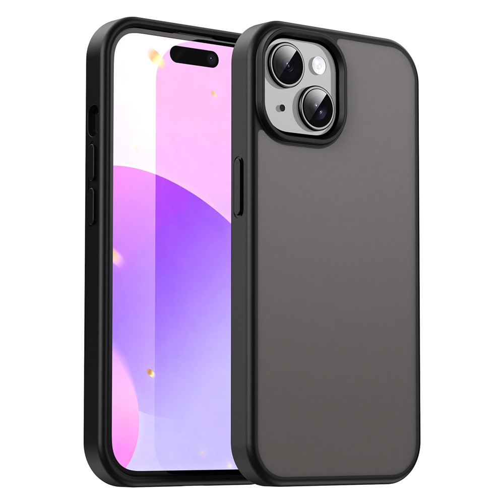 For iPhone 15 Case Skin Touch Matte Anti Drop TPU PC Phone Back Cover - Black