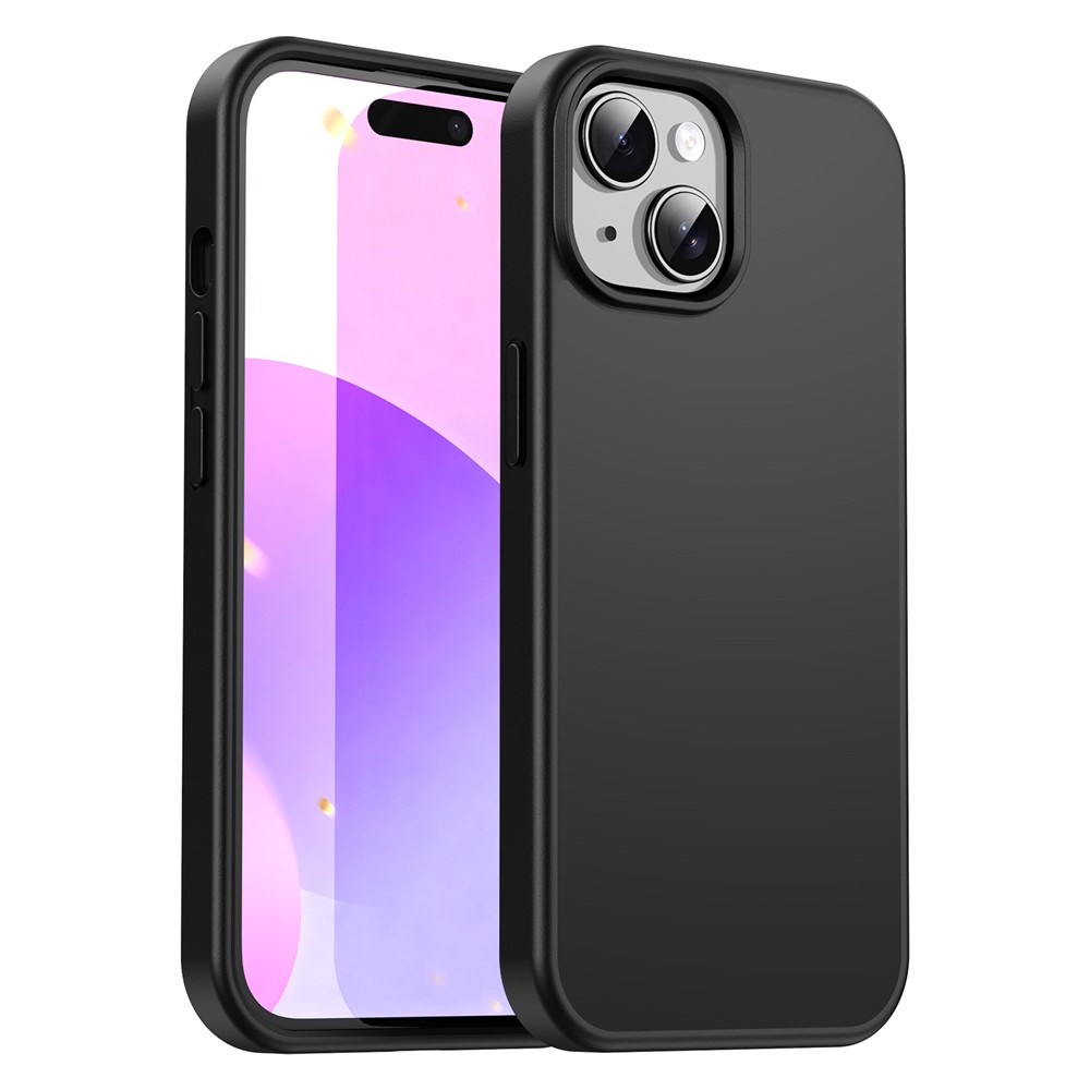 For iPhone 15 Case Skin Touch Matte Anti Drop TPU PC Phone Back Cover - All Black