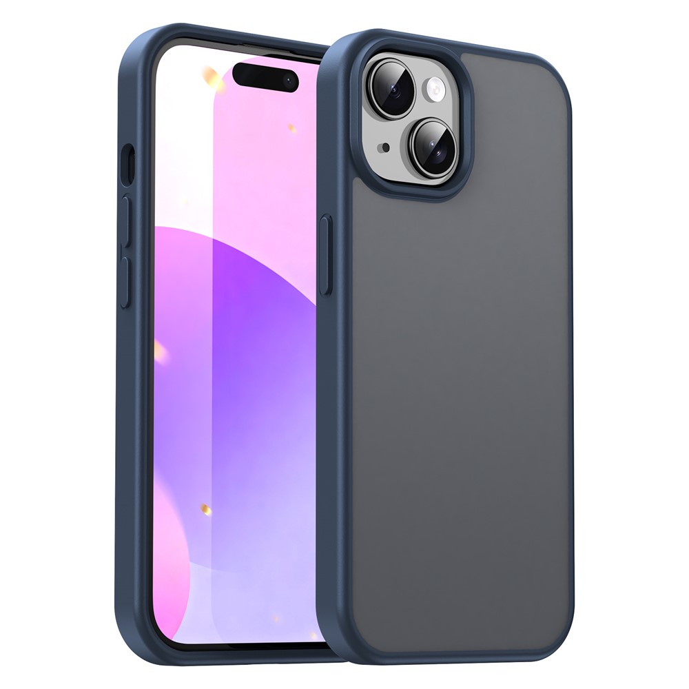 For iPhone 15 Case Skin Touch Matte Anti Drop TPU PC Phone Back Cover - Blue