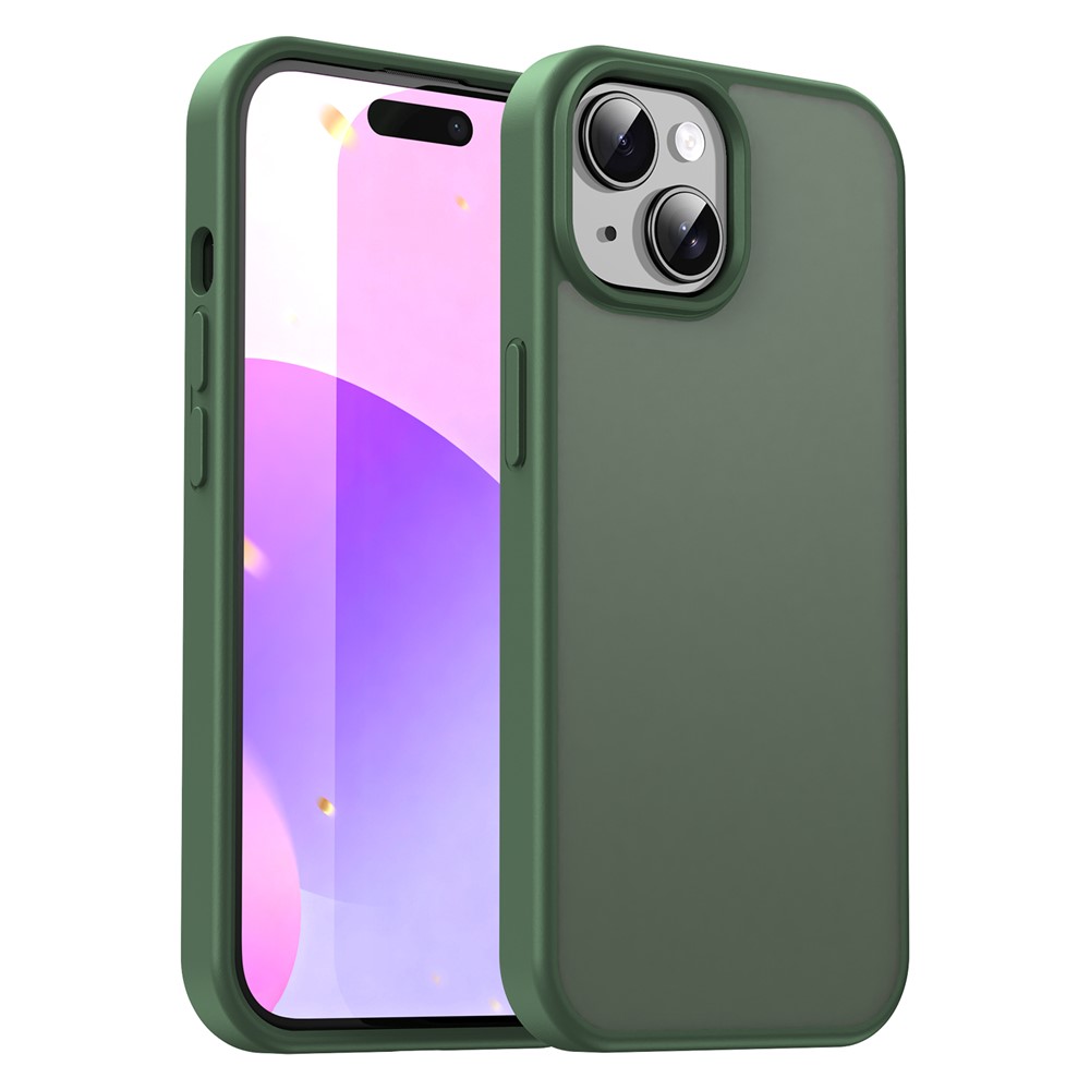 For iPhone 15 Case Skin Touch Matte Anti Drop TPU PC Phone Back Cover - Olive Green