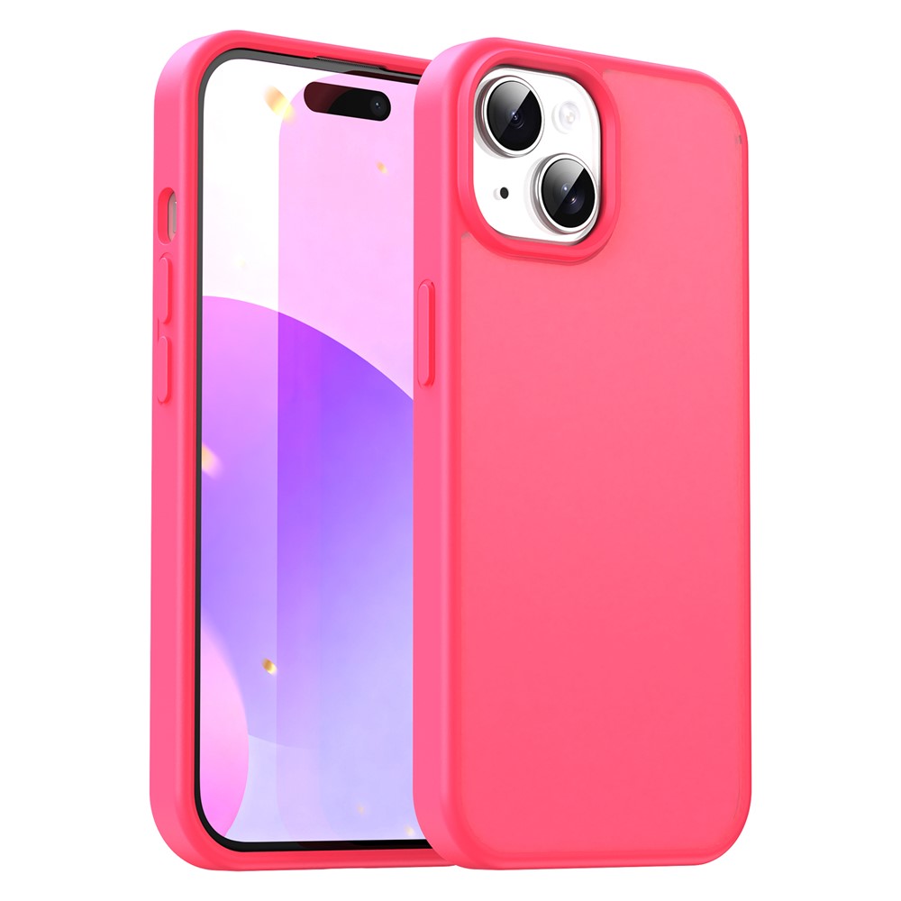 For iPhone 15 Case Skin Touch Matte Anti Drop TPU PC Phone Back Cover - Rose
