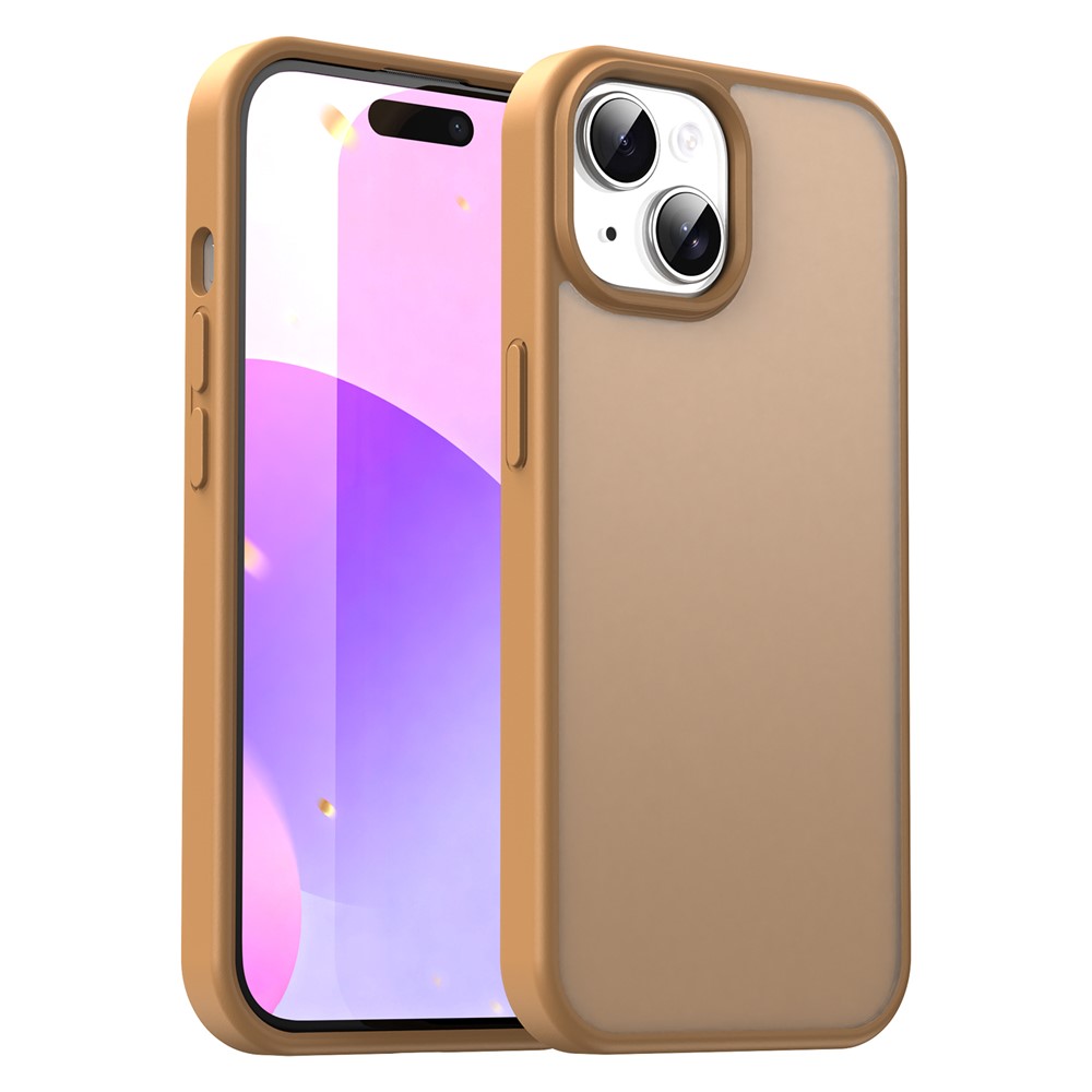 For iPhone 15 Case Skin Touch Matte Anti Drop TPU PC Phone Back Cover - Desert Gold