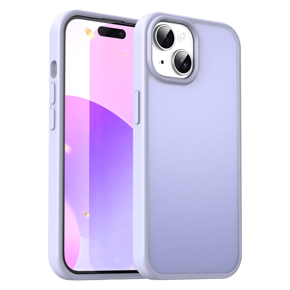 For iPhone 15 Case Skin Touch Matte Anti Drop TPU PC Phone Back Cover - Lavender Purple