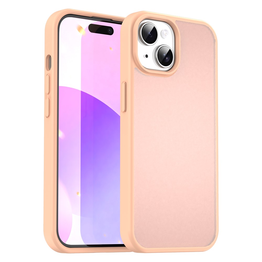 For iPhone 15 Case Skin Touch Matte Anti Drop TPU PC Phone Back Cover - Pink