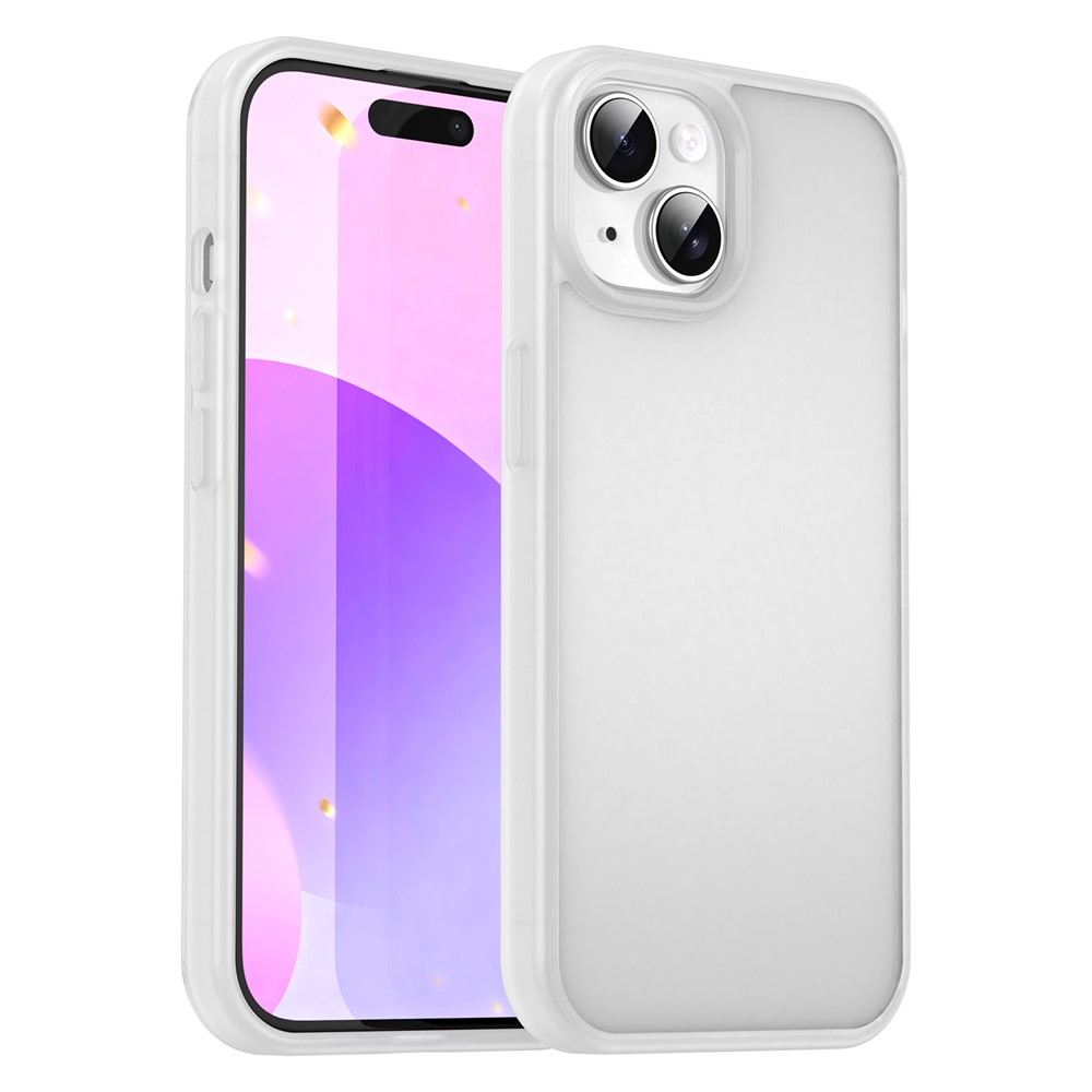 For iPhone 15 Case Skin Touch Matte Anti Drop TPU PC Phone Back Cover - Matte White