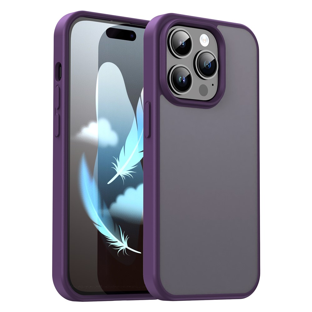 For iPhone 14 Pro Case Skin Touch Matte Anti Drop TPU PC Phone Back Cover - Purple