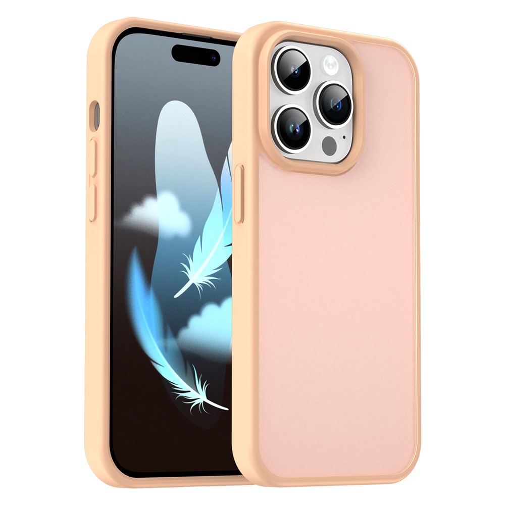 For iPhone 14 Pro Case Skin Touch Matte Anti Drop TPU PC Phone Back Cover - Pink