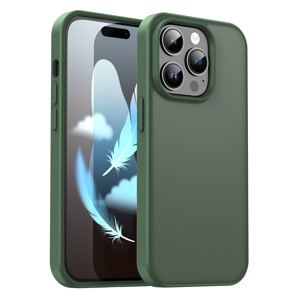 For iPhone 14 Pro Max Case Skin Touch Matte Anti Drop TPU PC Phone Back Cover - Olive Green