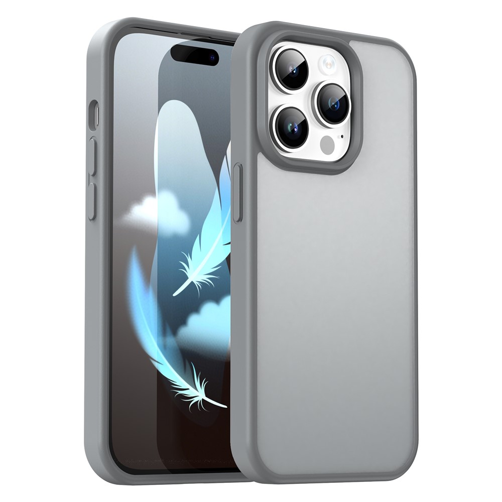 For iPhone 14 Pro Max Case Skin Touch Matte Anti Drop TPU PC Phone Back Cover - Silver