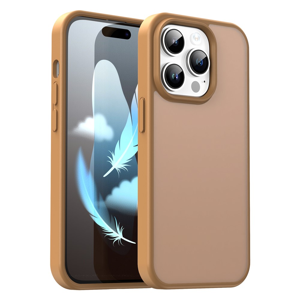 For iPhone 14 Pro Max Case Skin Touch Matte Anti Drop TPU PC Phone Back Cover - Desert Gold
