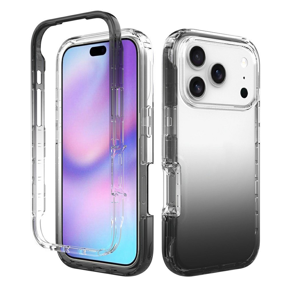 For iPhone 17 Pro Case PC + TPU Gradient Color Mobile Phone Cover - Gradient Black