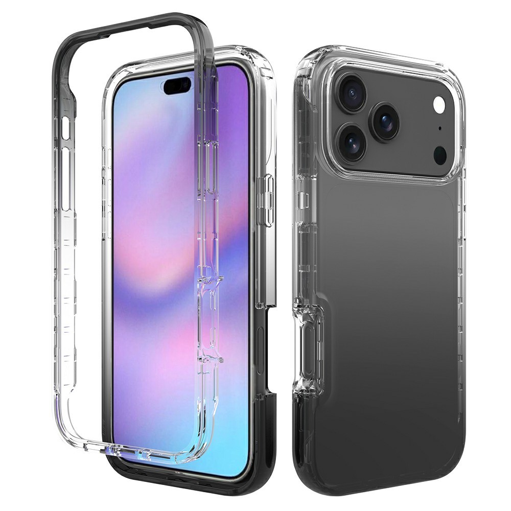 For iPhone 17 Pro Max Case PC + TPU Gradient Color Mobile Phone Cover - Gradient Black